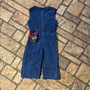 Vintage Thomas Corduroy Jumpsuit with Red Accent